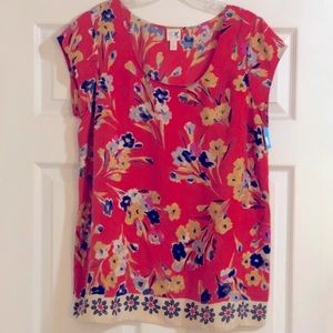 Anthropologie floral silk top